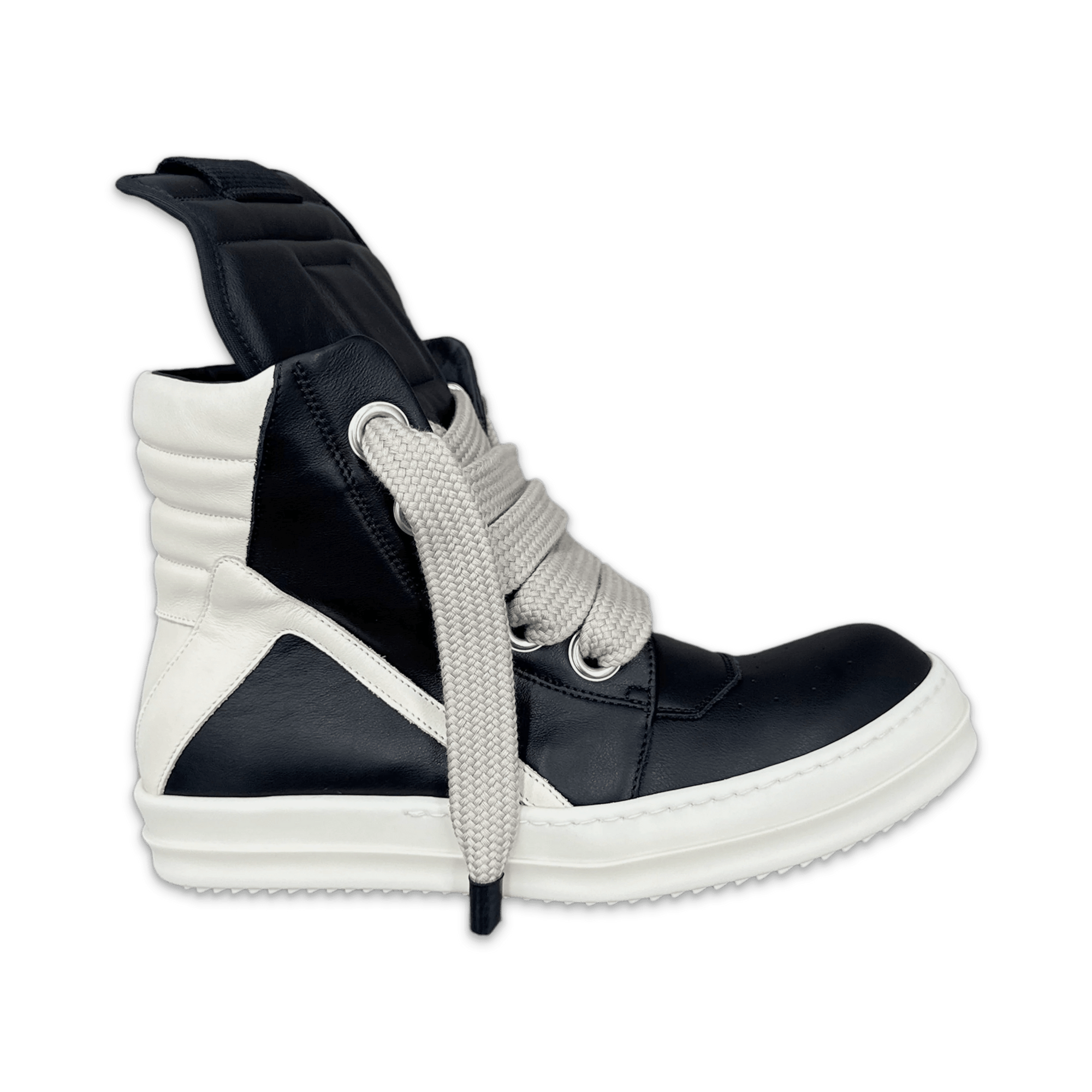 Rick Owens Geobasket Padded Leather Jumbo Lace High Black/Milk