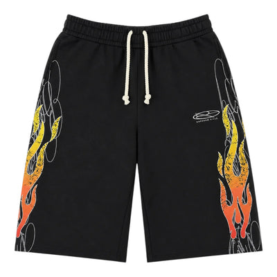 Boredom Kills Up in Flames Shorts Black