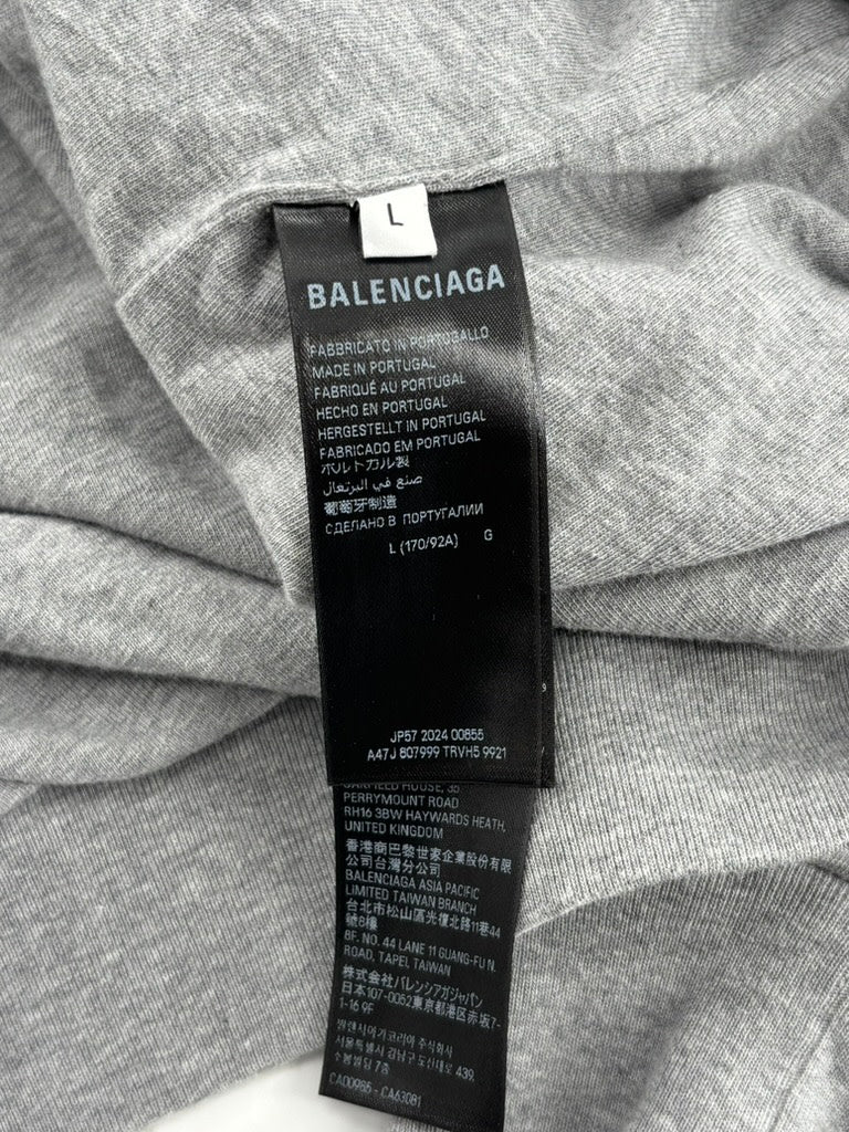 Balenciaga Logo Print Hoodie Grey