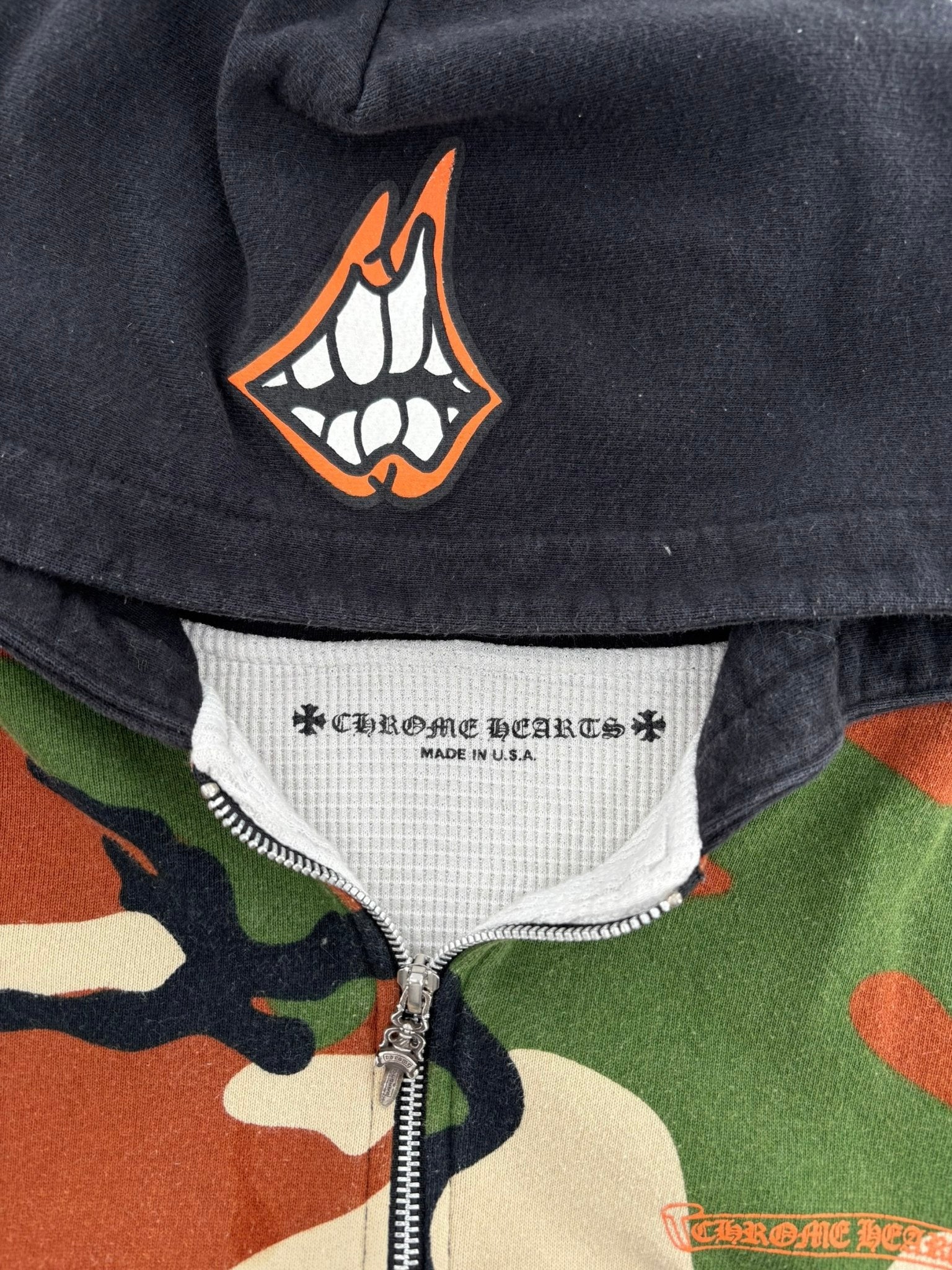 Chrome Hearts Matty Boy Caution Thermal Zip Up Hoodie Camo