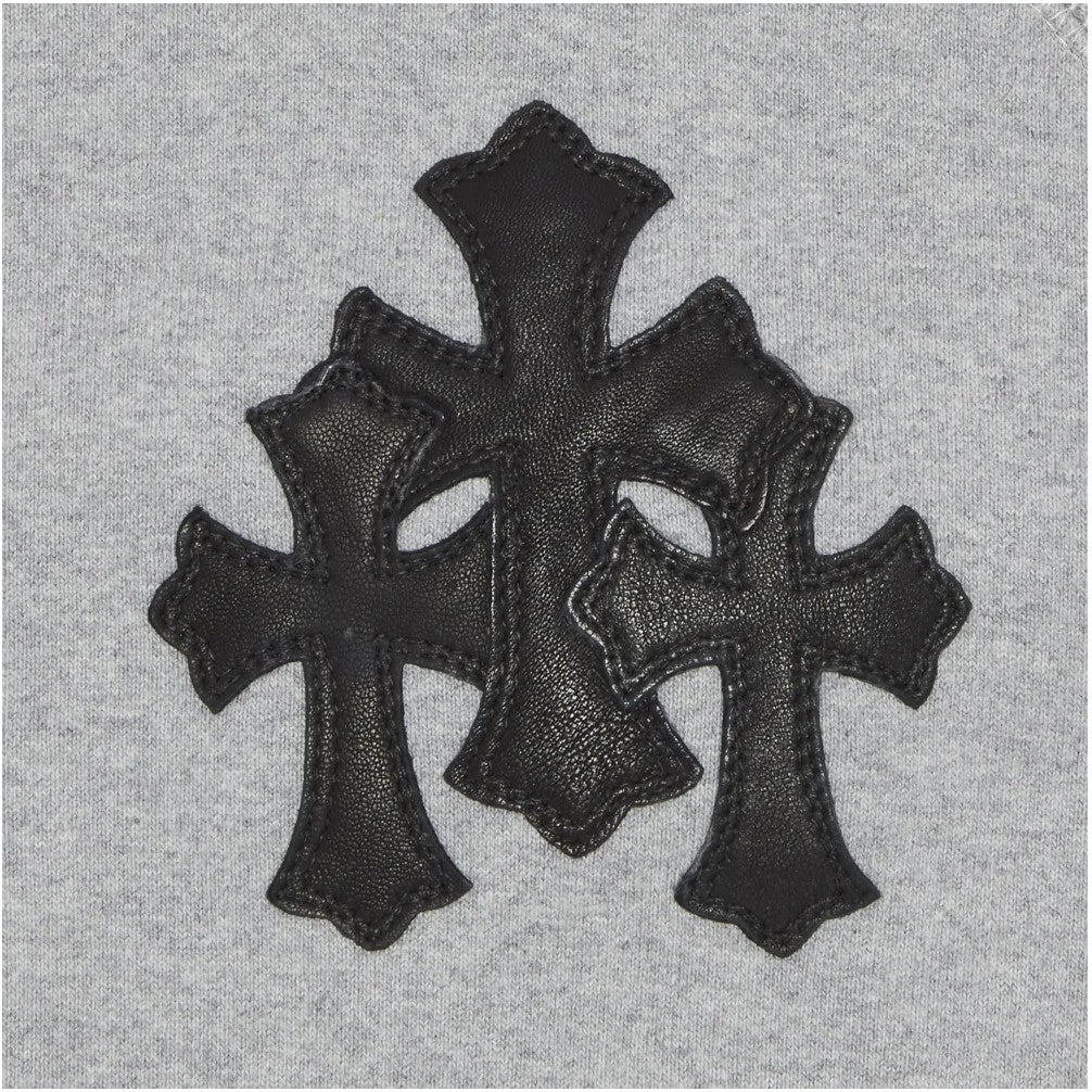 Chrome Hearts Paper Jam Triple Leather Cross Zip-Up Hoodie Grey