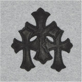 Chrome Hearts Paper Jam Triple Leather Cross Zip-Up Hoodie Grey