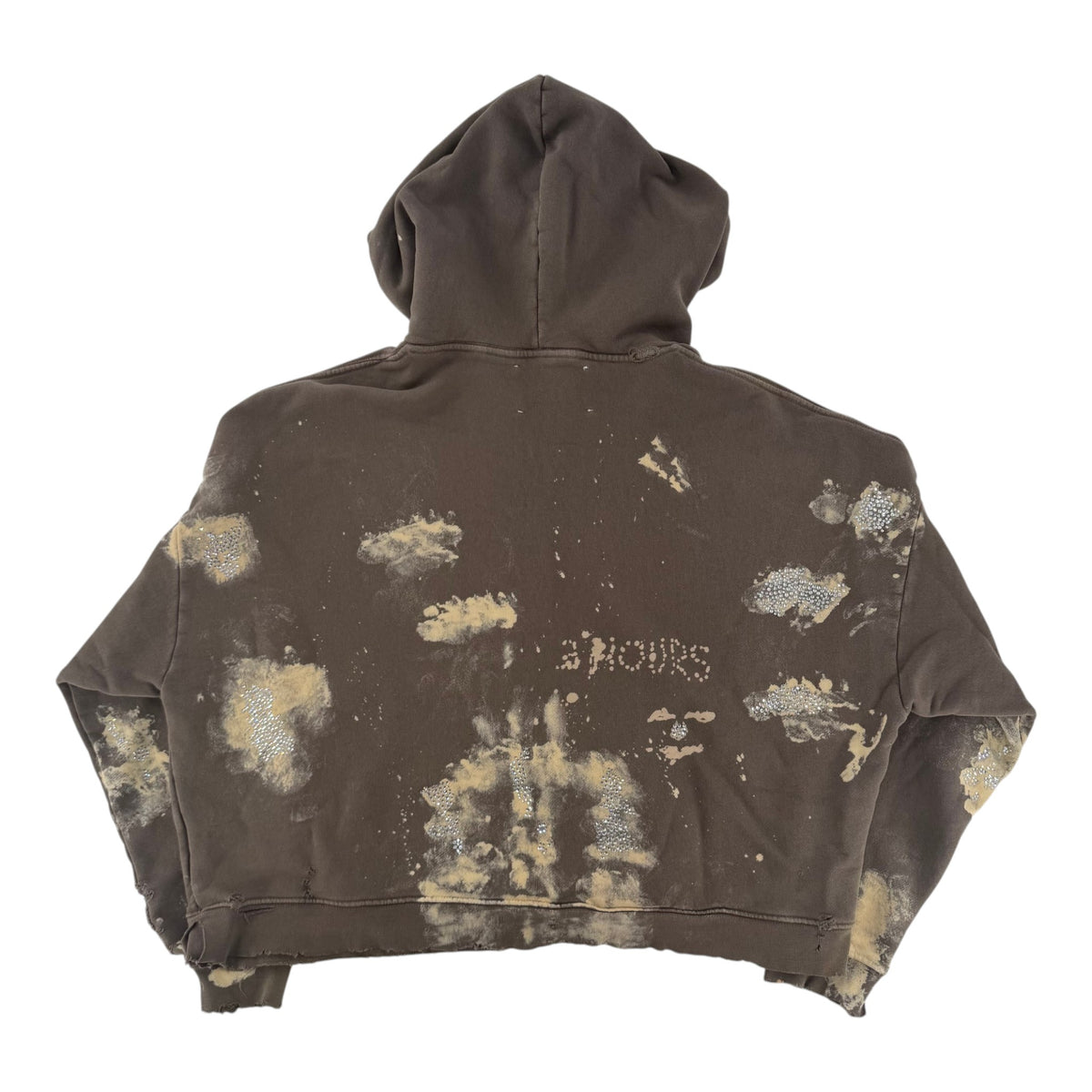 Paly Distressed Zip Up Brown Hoodie