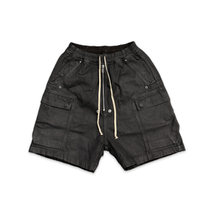 Rick Owens Denim Cargobela Shorts Black Wax