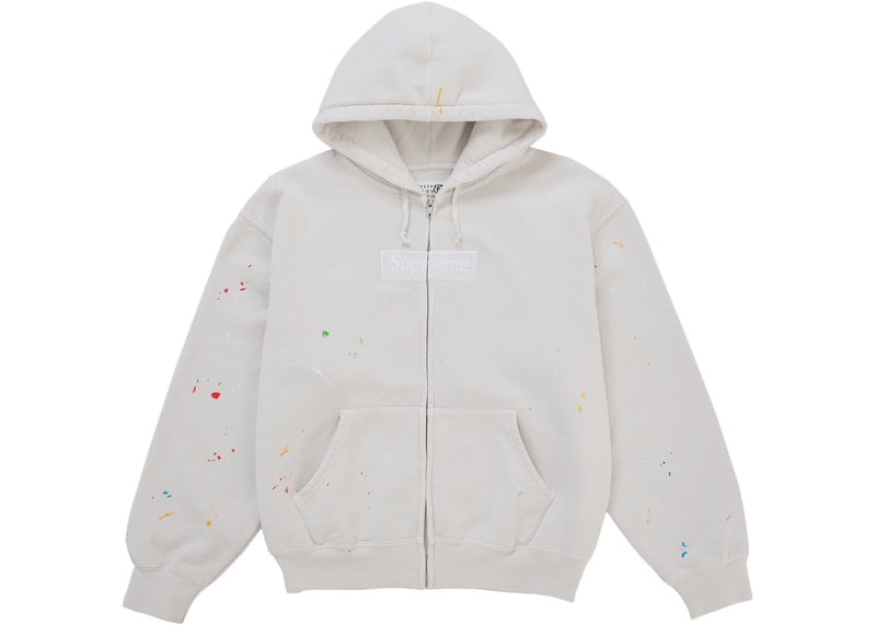 Supreme MM6 Maison Margiela Box Logo Zip Up Hooded Sweatshirt White