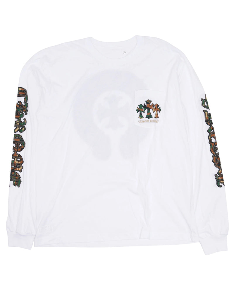 Chrome Hearts Camo Horseshoe Cemetery Cross Long Sleeve Tee