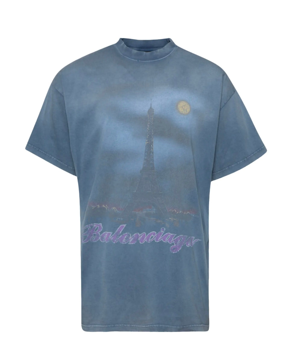 Balenciaga Oversized Paris Tee Blue