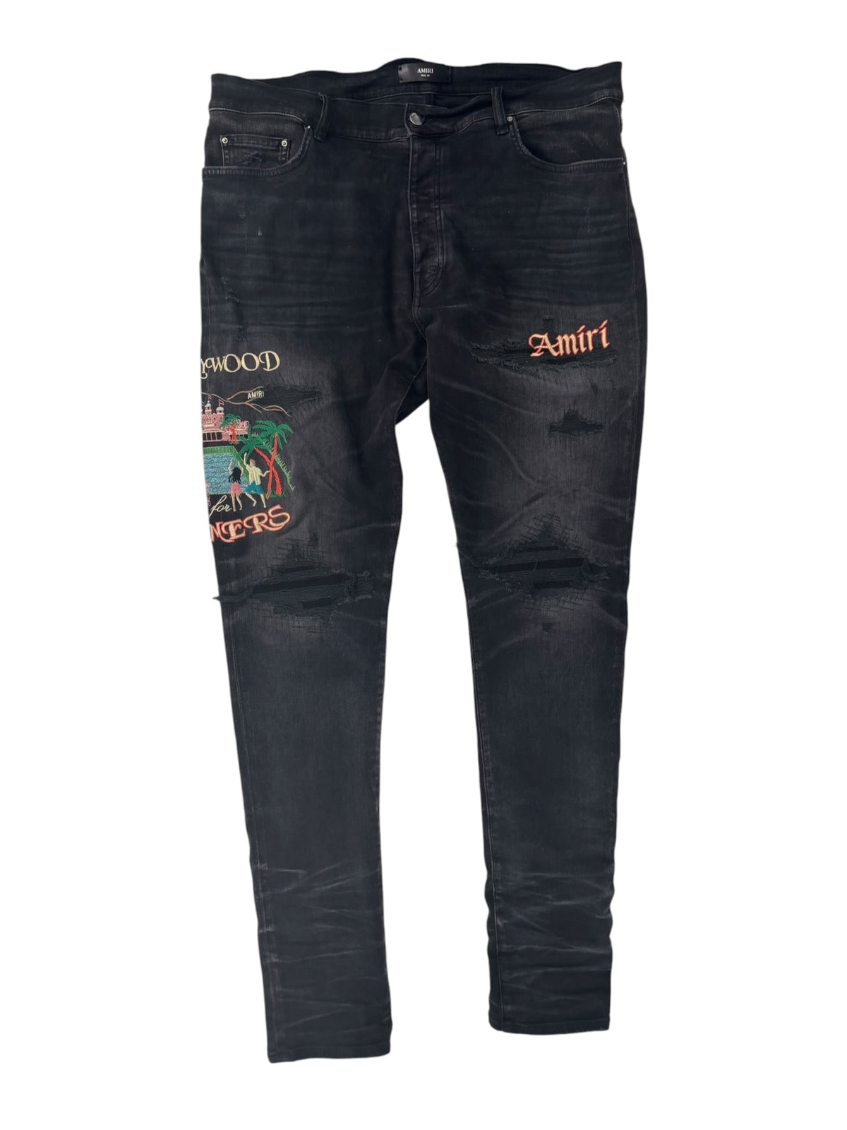 Amiri Multi Logo Patch Denim Black
