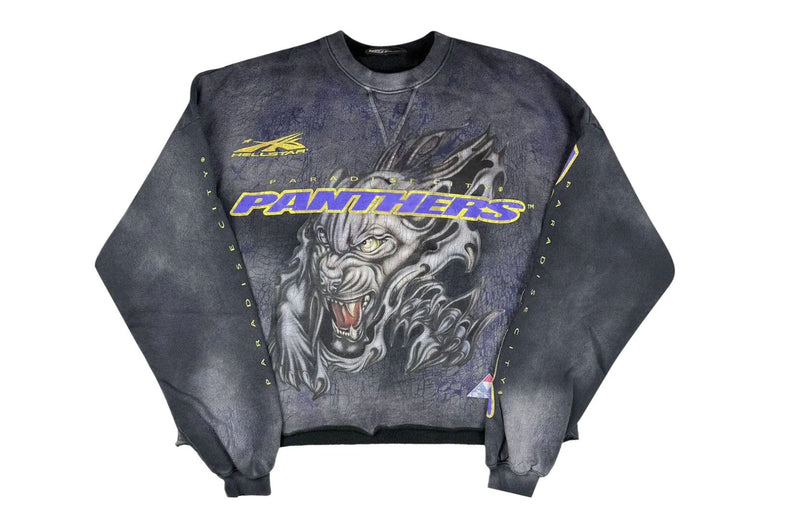 Hellstar Panther Crewneck Washed Grey