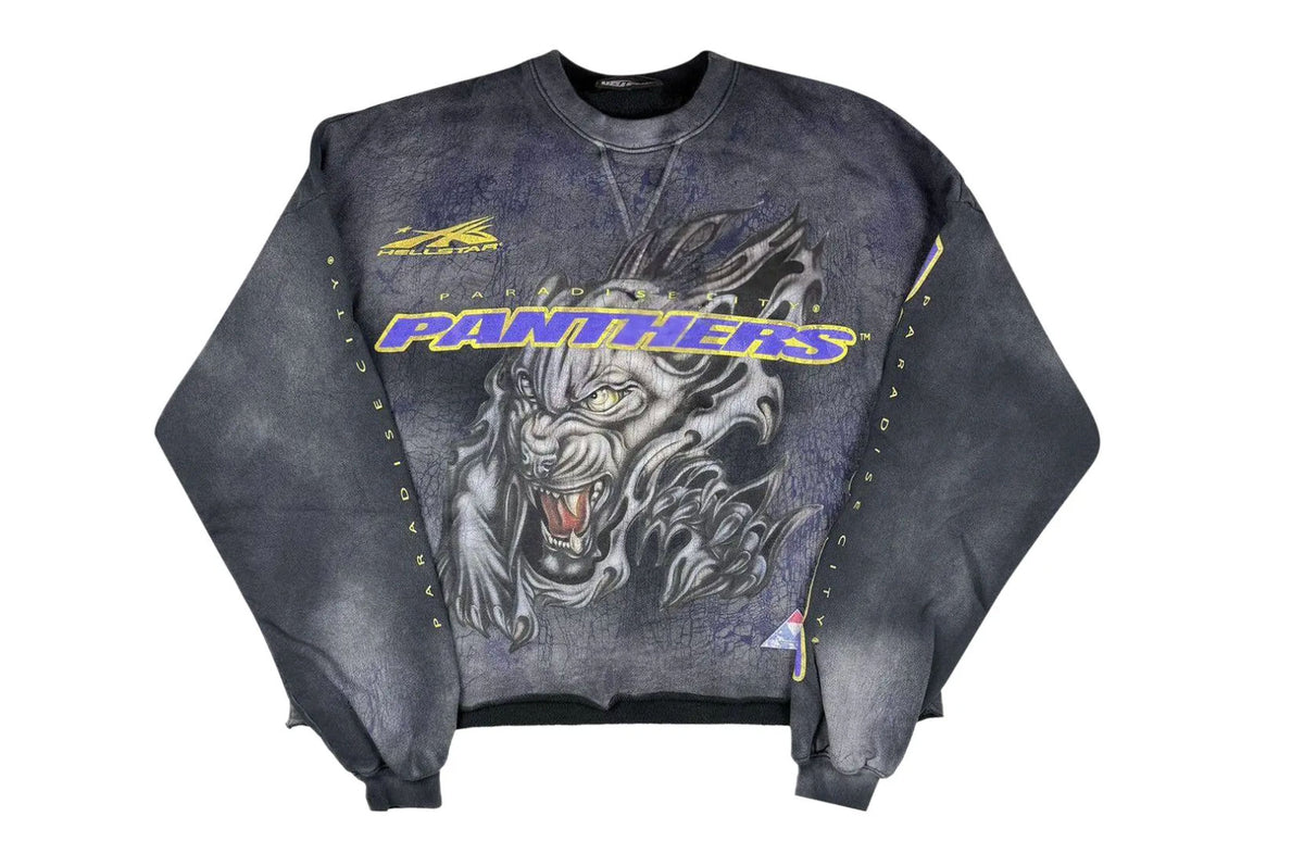 Hellstar Panther Crewneck Washed Grey