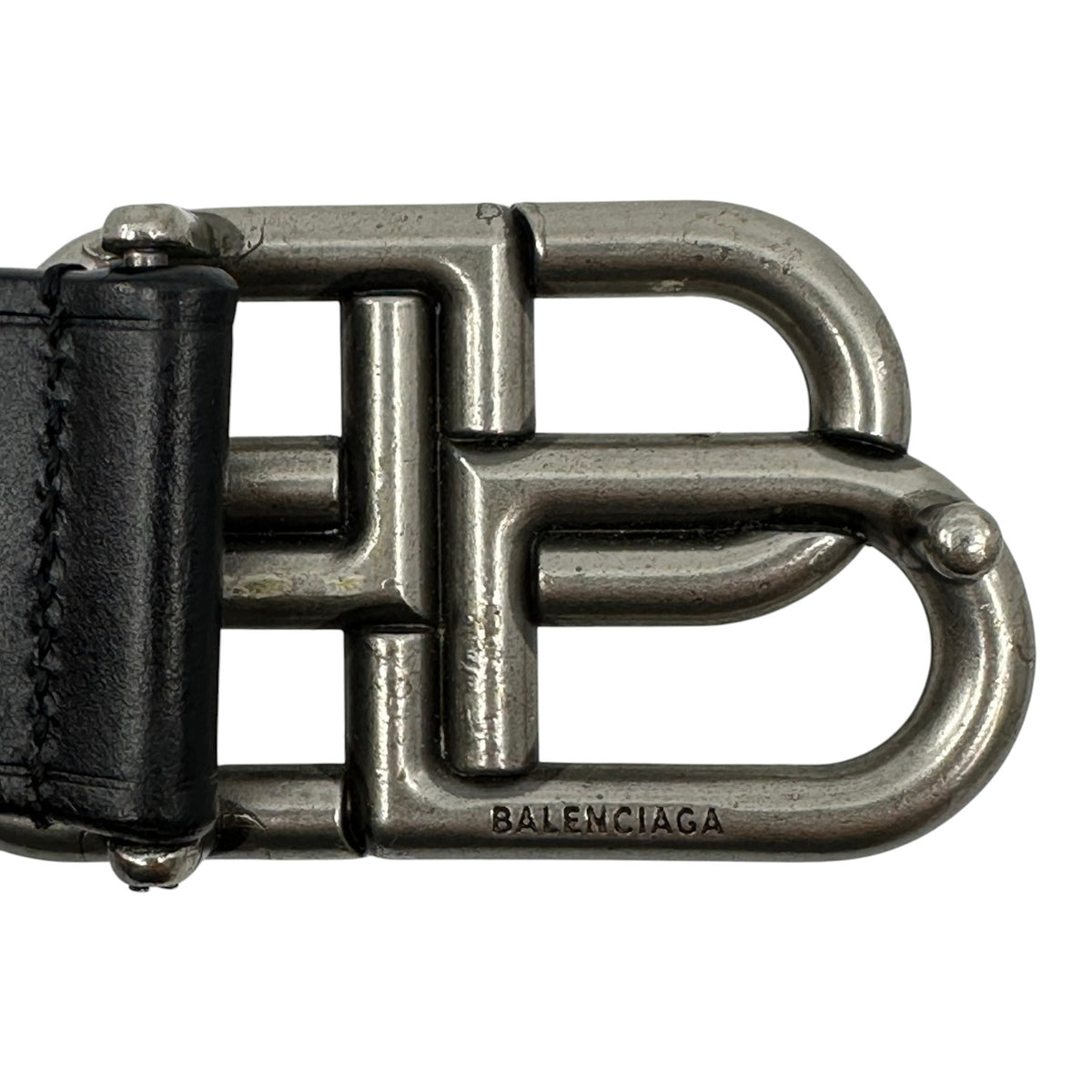 Balenciaga BB Large Leather Belt Black