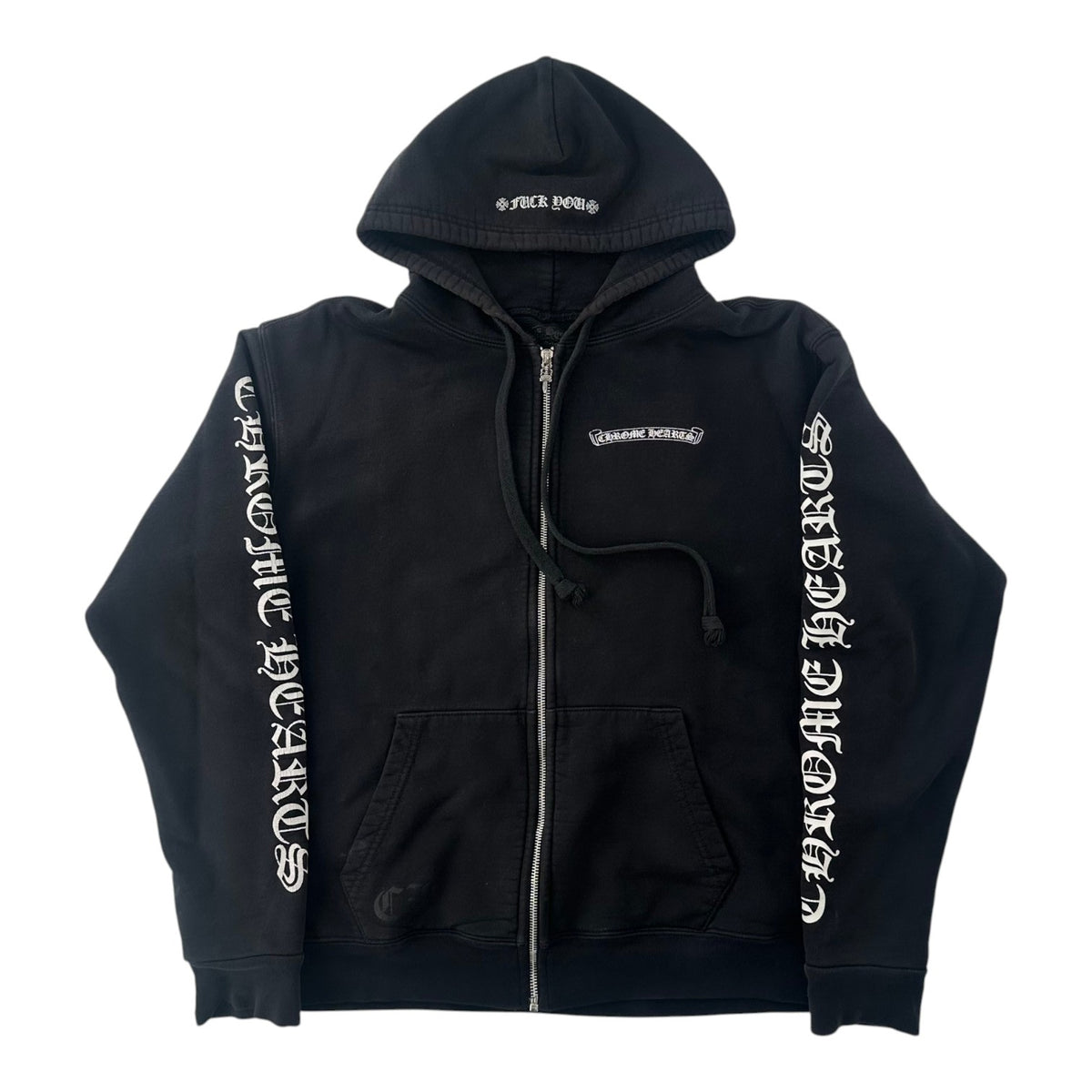 Chrome Hearts Scroll Logo Thermal Zip-Up Hoodie Black
