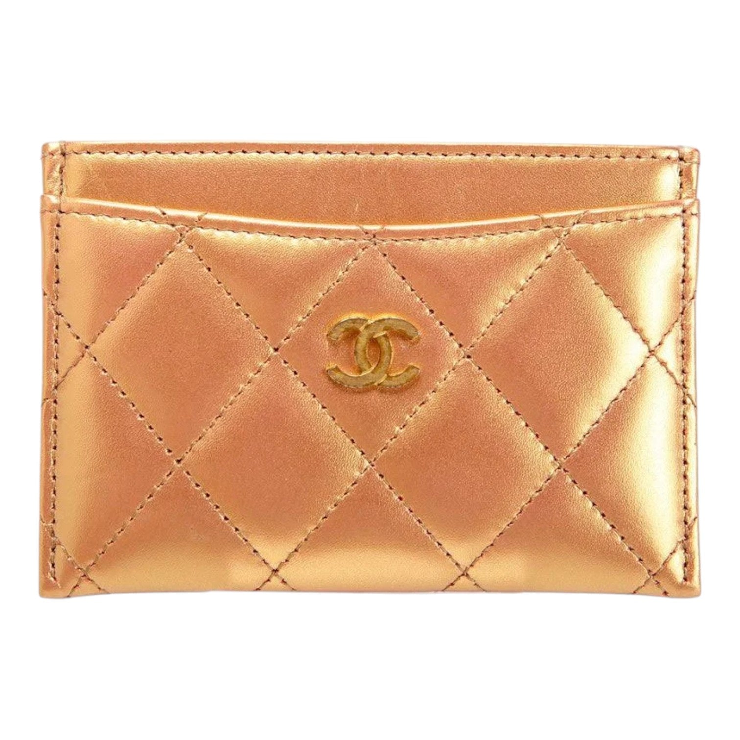 Chanel iridescent Card Holder Gold