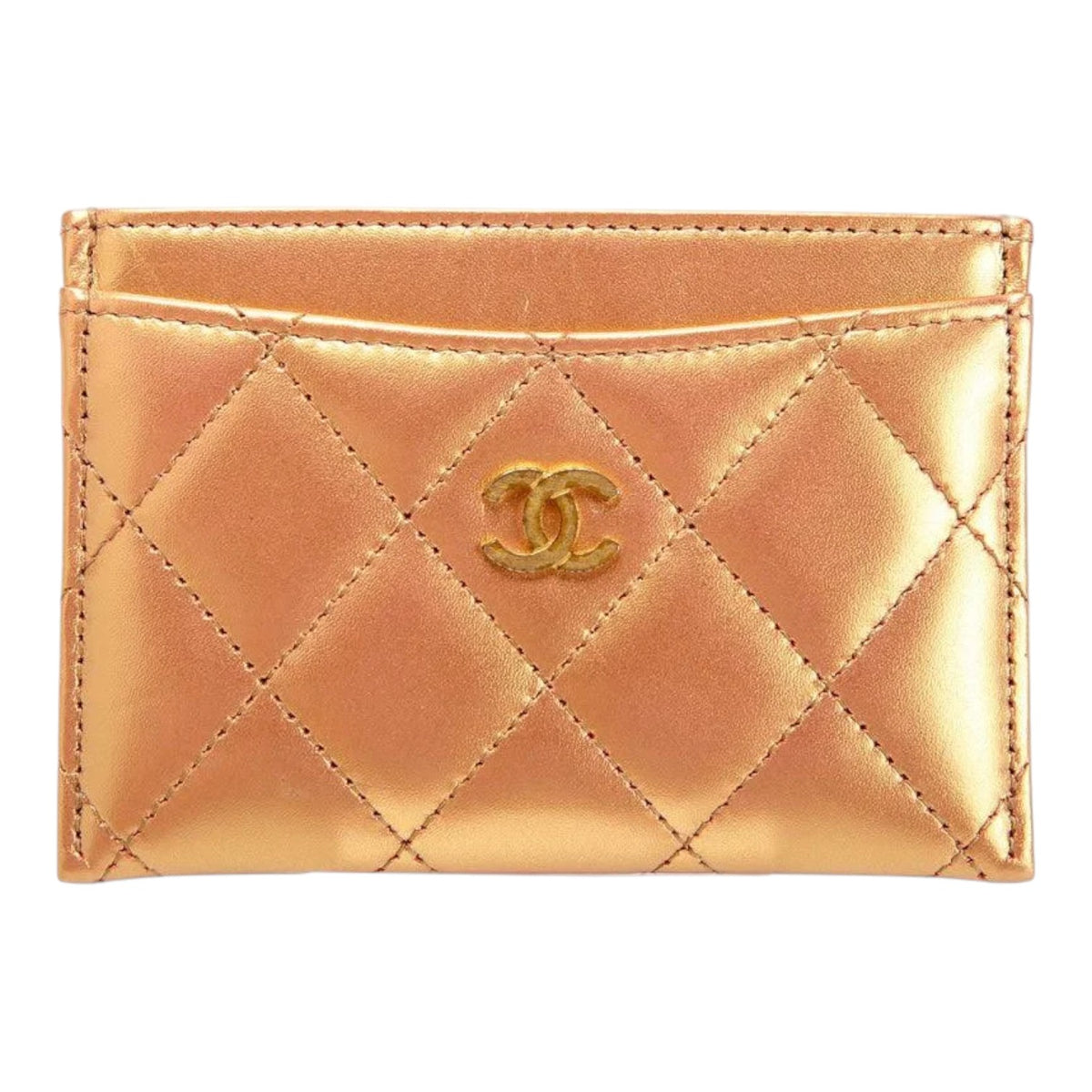 Chanel iridescent Card Holder Gold