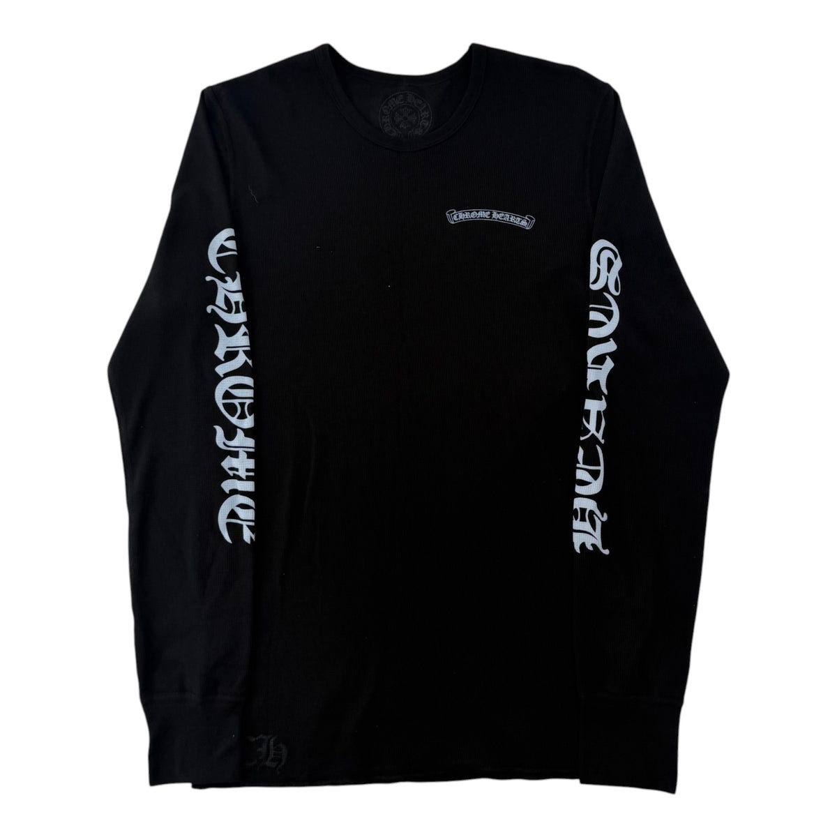 Chrome Hearts Blue Scroll Logo Thermal Long Sleeve Tee Black