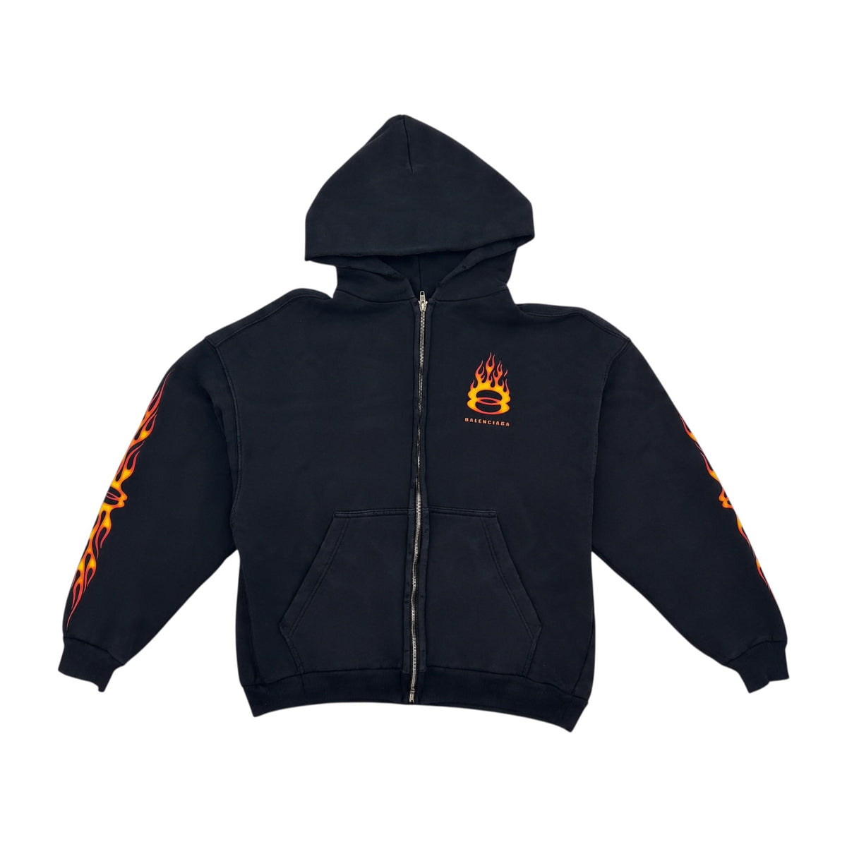 Balenciaga Burning Unity Zip-Up Hoodie Black
