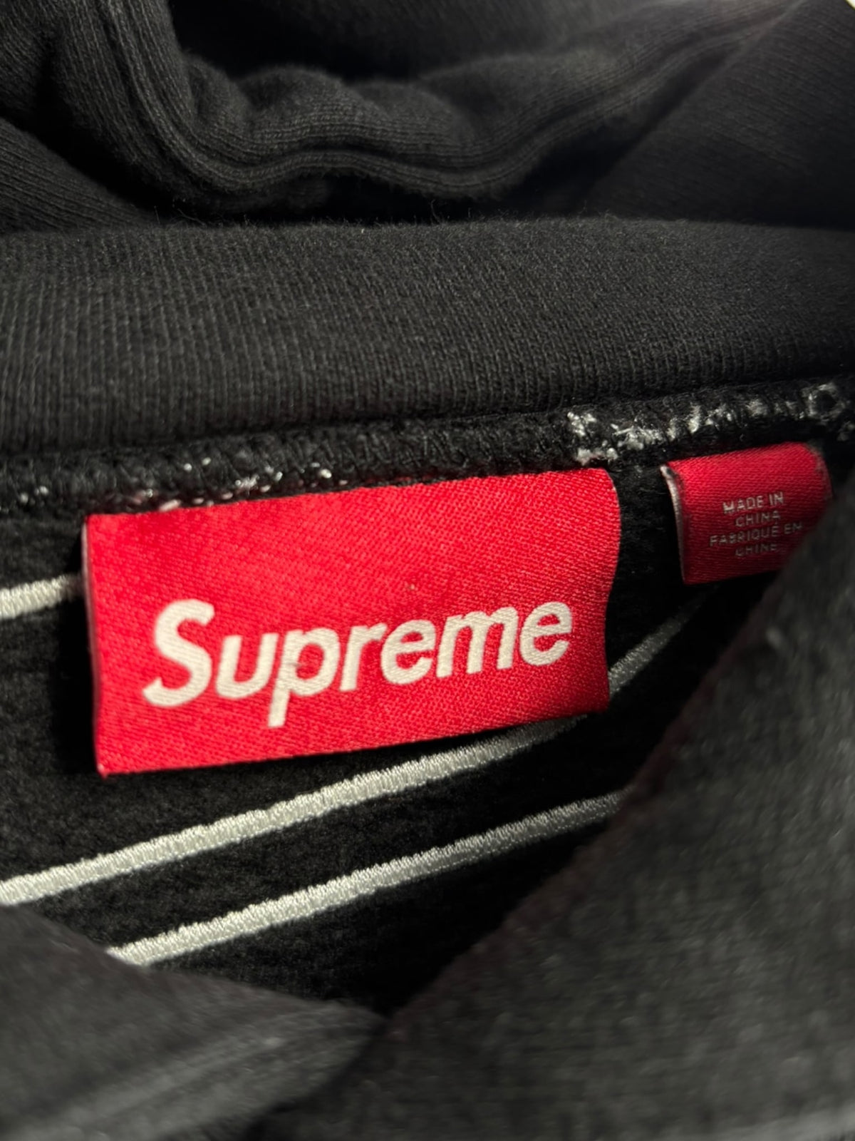 Supreme Satin Appliqué Hooded Sweatshirt Black