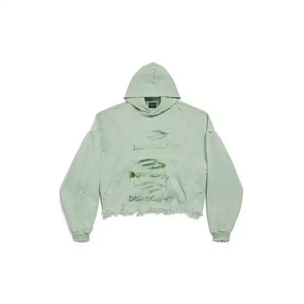 Balenciaga DIY Imprint Cropped Hoodie Sage Green