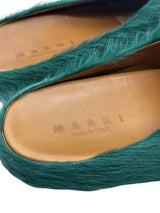Marni Furry Slides Green