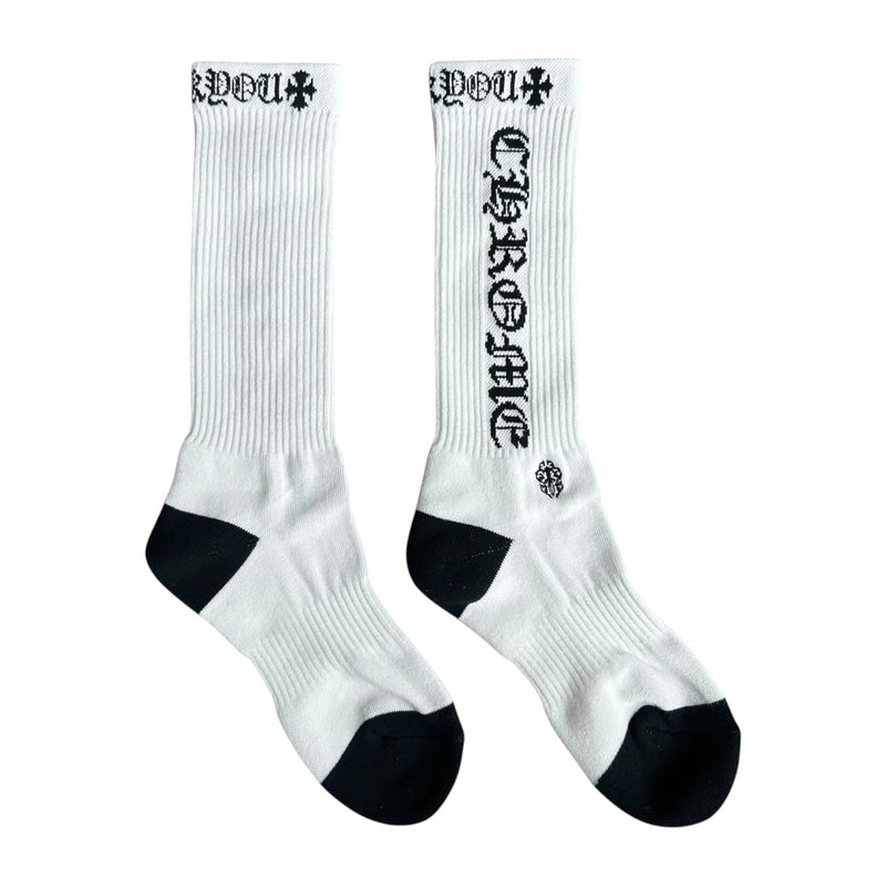 Chrome Hearts Vertical Logo Single Pair Sock White Black