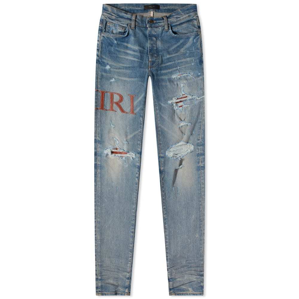 Amiri Logo Patch Ribbed Denim Brown