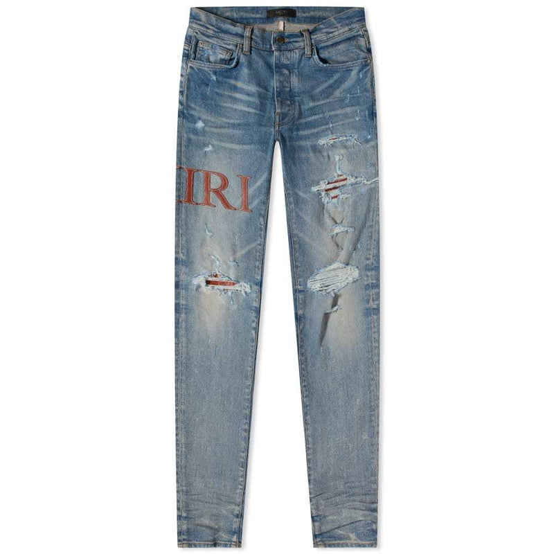 Amiri Logo Patch Ribbed Denim Brown