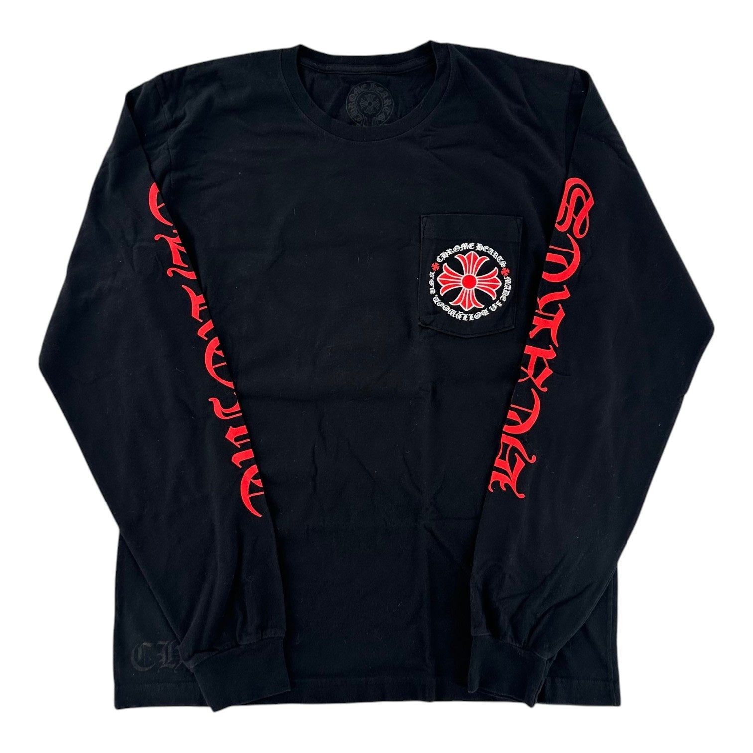Chrome Hearts Made In Hollywood Plus Cross Long Sleeve Tee Black Red