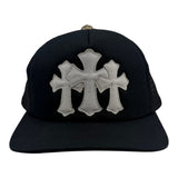 Chrome Hearts Triple Cross Patch Trucker Hat Black White