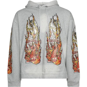 Who Decides War Flame Glass Hoodie Grey