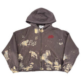 Paly Distressed Zip Hoodie Brown