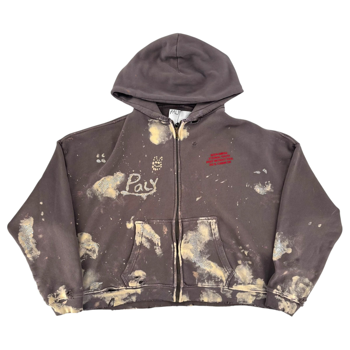 Paly Distressed Zip Hoodie Brown