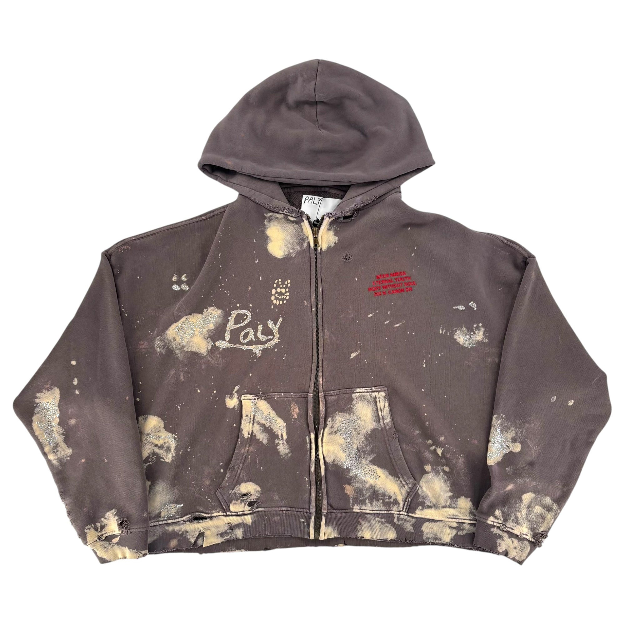 Paly Distressed Zip Hoodie Brown