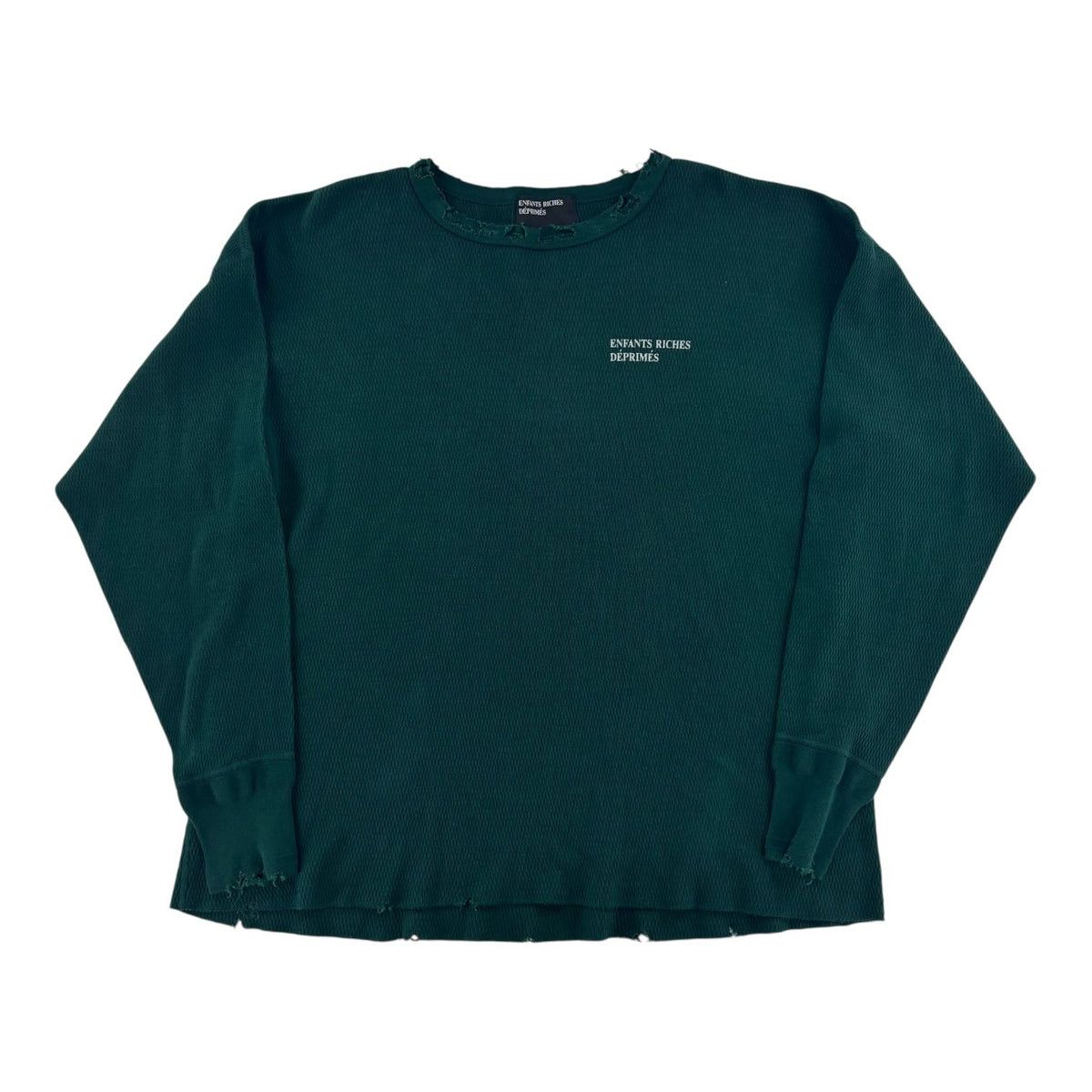 ERD Distressed Thermal Long Sleeve Shirt Green