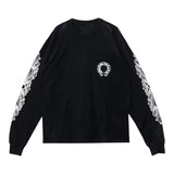 Chrome Hearts Horseshoe Floral Long-Sleeve Pocket Tee Black