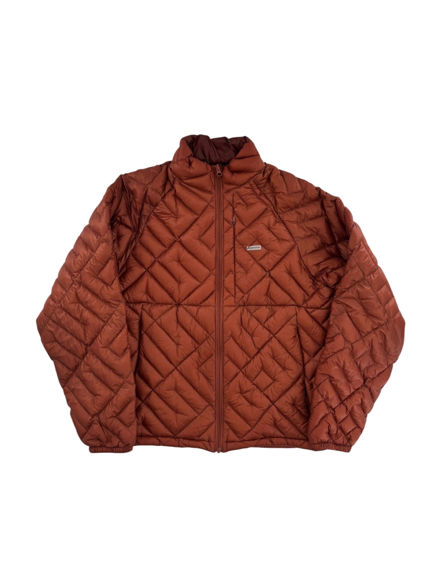 Supreme Spellout Quilted Lightweight Down Jacket Rust