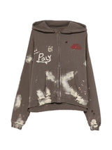 Paly Distressed Zip Hoodie Brown