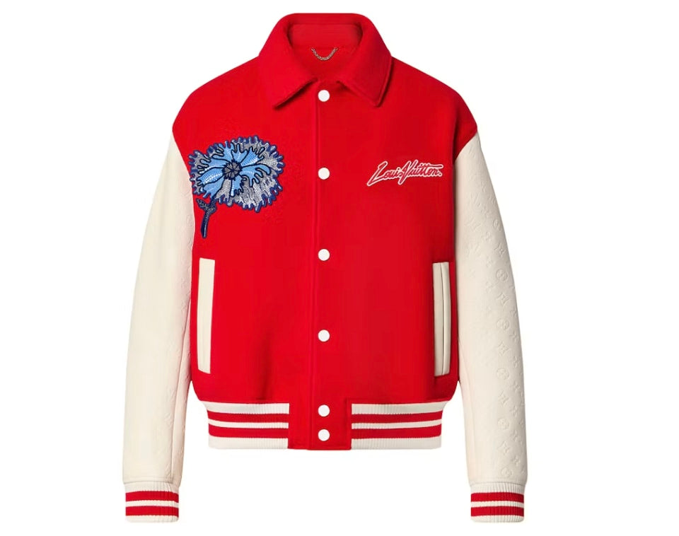 Louis Vuitton Yayoi Kusama Psychedelic Flower Embroidered Varsity Red