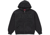 Supreme Leather Applique Zip Up Hooded Sweatshirt