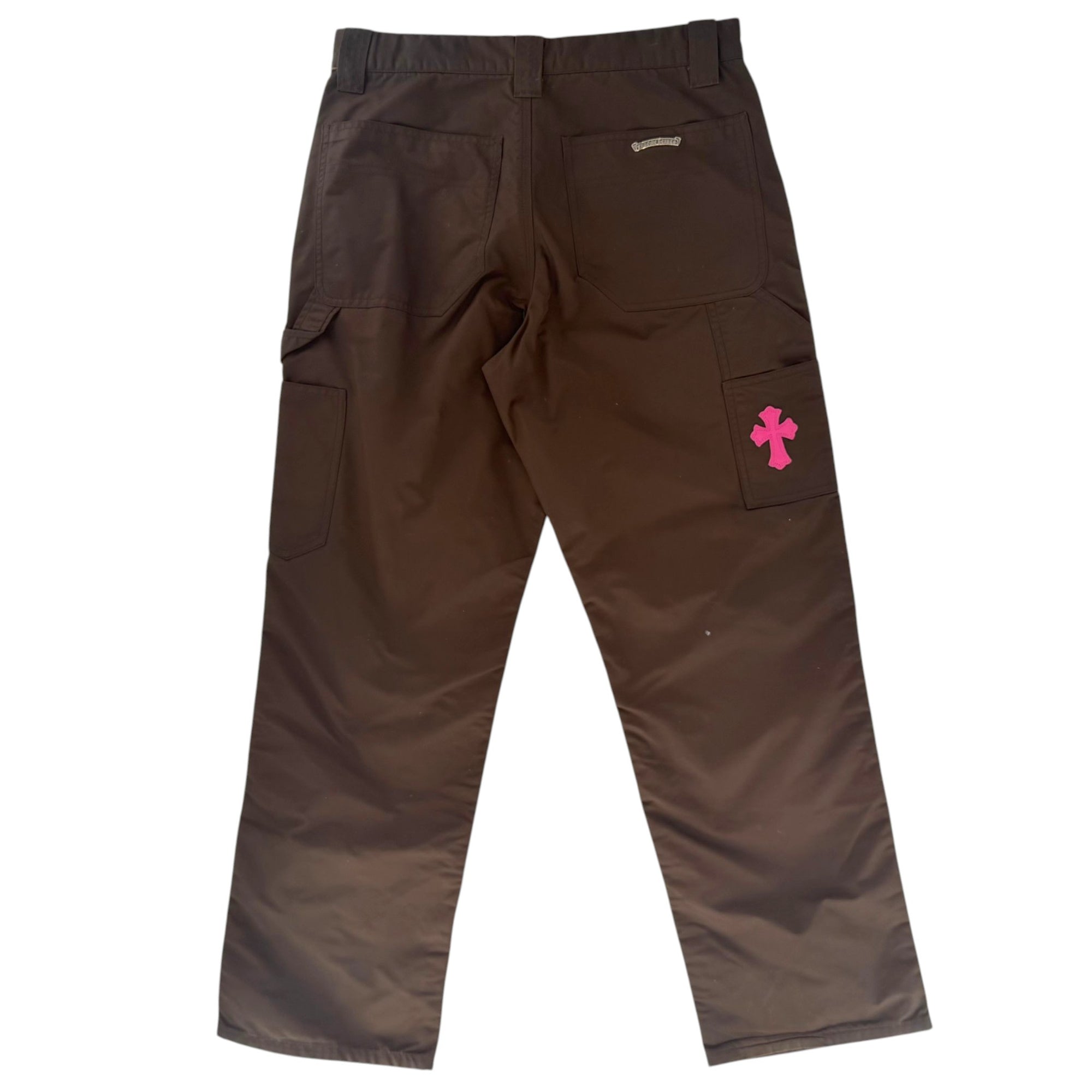 Chrome Hearts Leather Double Knee Carpenter Nylon Pants Brown