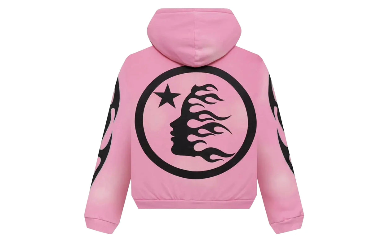 Hellstar Sports Flame Zip Up Hoodie Pink