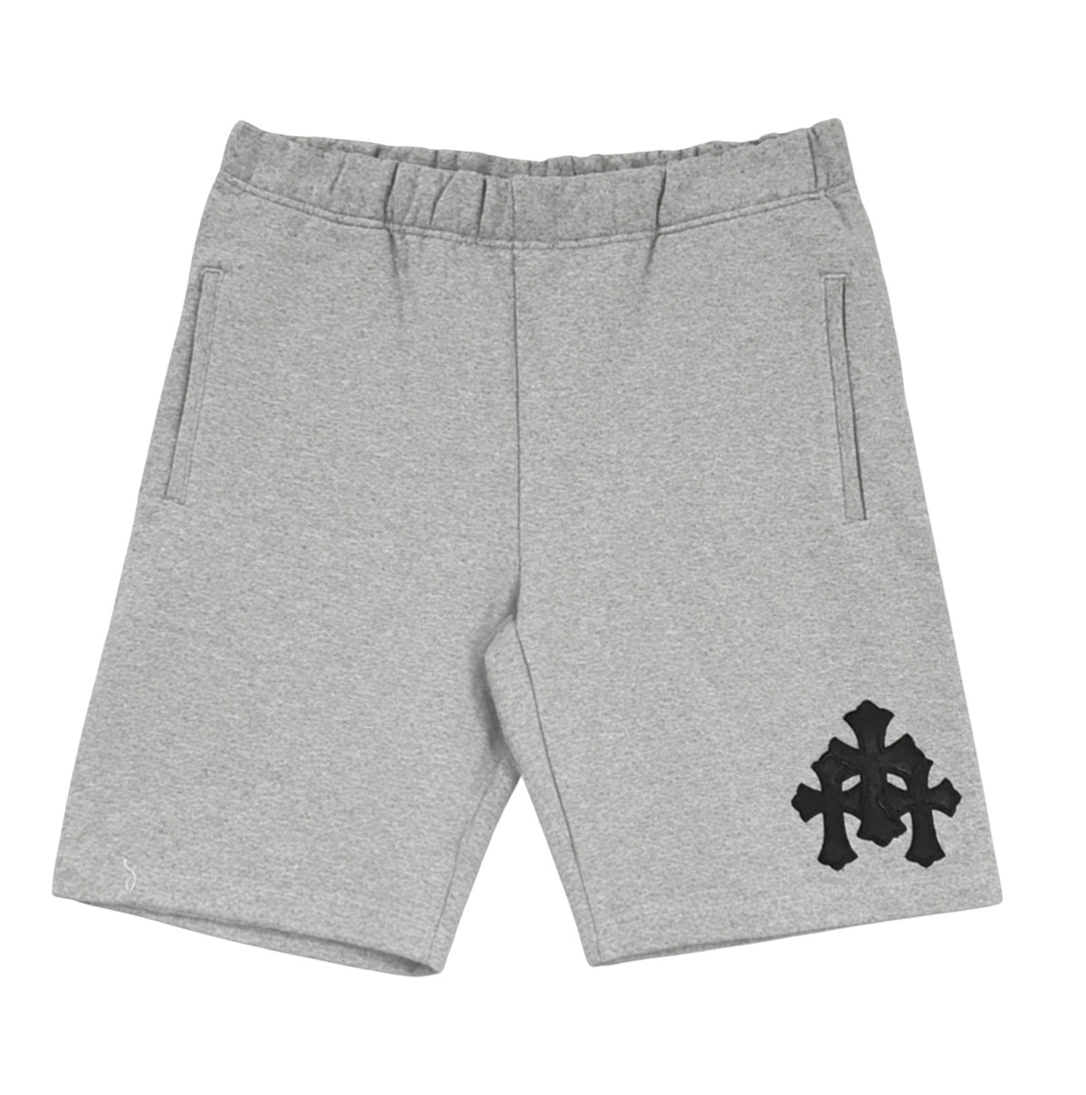 Chrome Hearts Cemetery Leather Cross Patch Paper Jam Shorts Grey