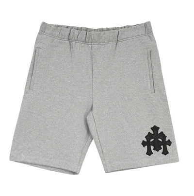 Chrome Hearts Cemetery Leather Cross Patch Paper Jam Shorts Grey