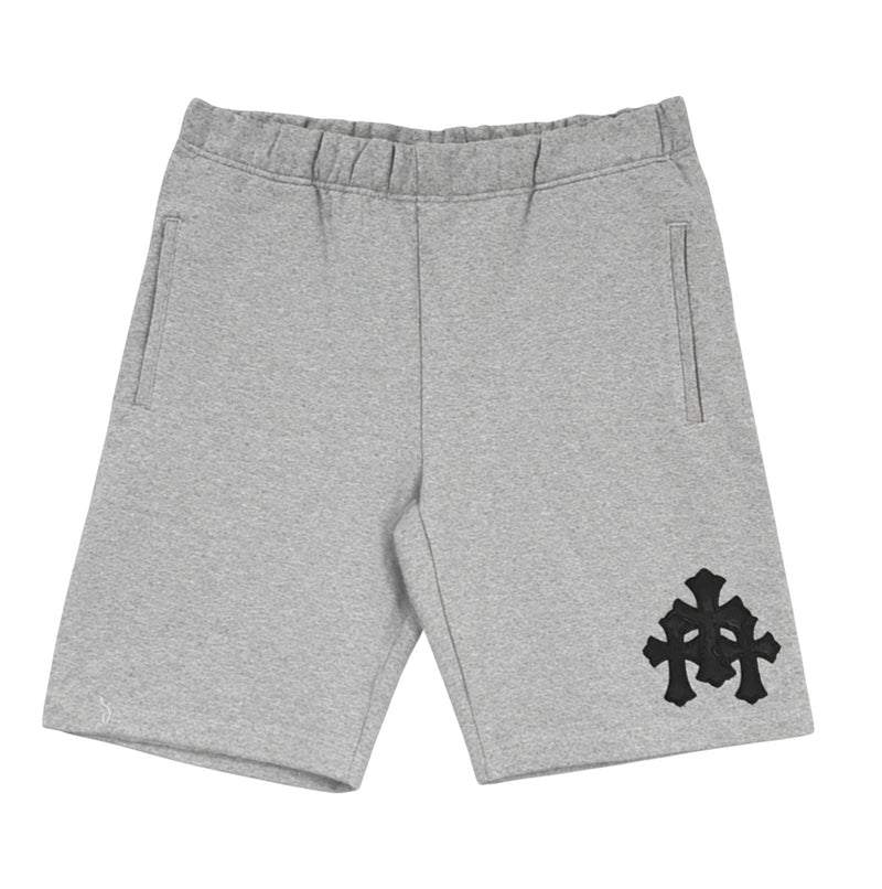 Chrome Hearts Cemetery Leather Cross Patch Paper Jam Shorts Grey