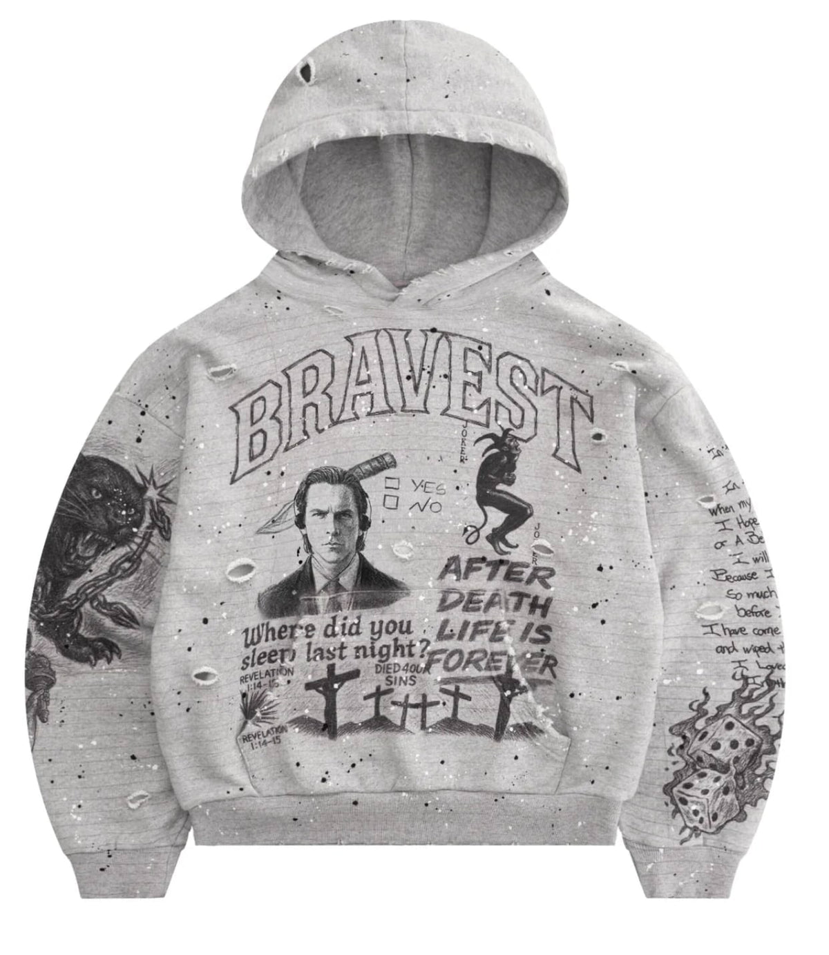Bravest Studios Grey Sketch Vintage Hoodie