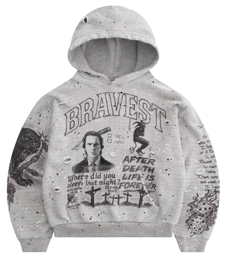 Bravest Studios Grey Sketch Vintage Hoodie