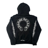 Chrome Hearts Horse Shoe Floral Hoodie Black