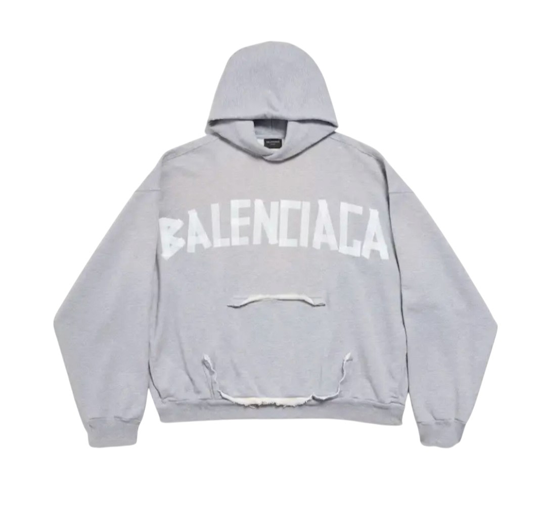 Balenciaga Tape Type Logo Hoodie Grey