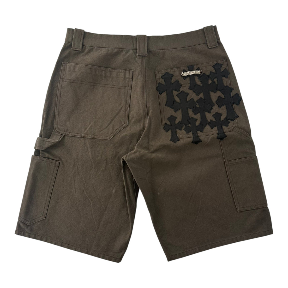 Chrome Hearts Cross Leather Patch Carpenter Shorts Brown