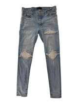 Amiri Mx1 Distressed Denim White Ribbed