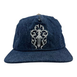 Chrome Hearts Dagger Embroidered Silver Button Cap Denim